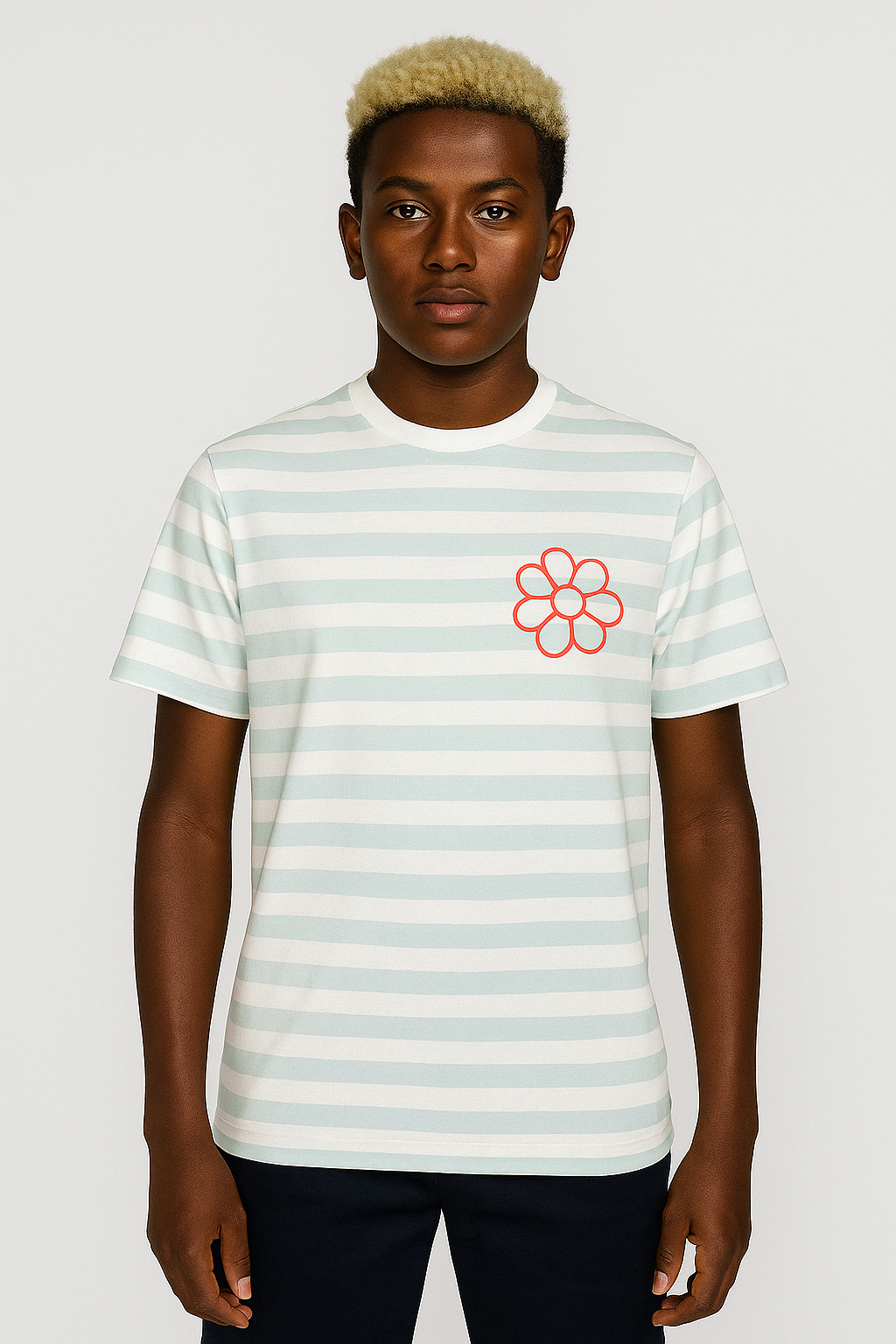 CAMISETA FESTIVAL RAYAS TURQUESA